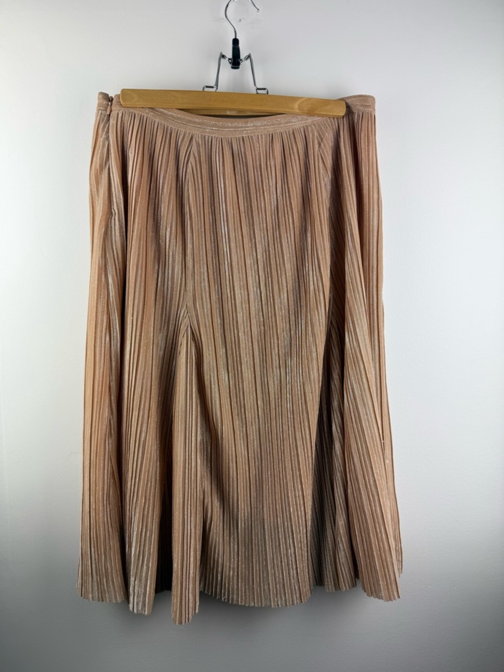 Anthropologie Maeve Metallic Gold Pleated Midi Skirt Small